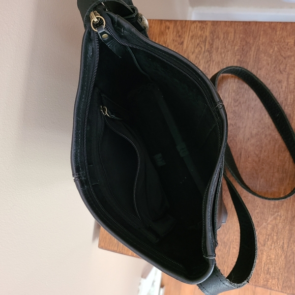 Duluth Trading black leather handbag shoulder/cross body, adjustable strap - Picture 7 of 8